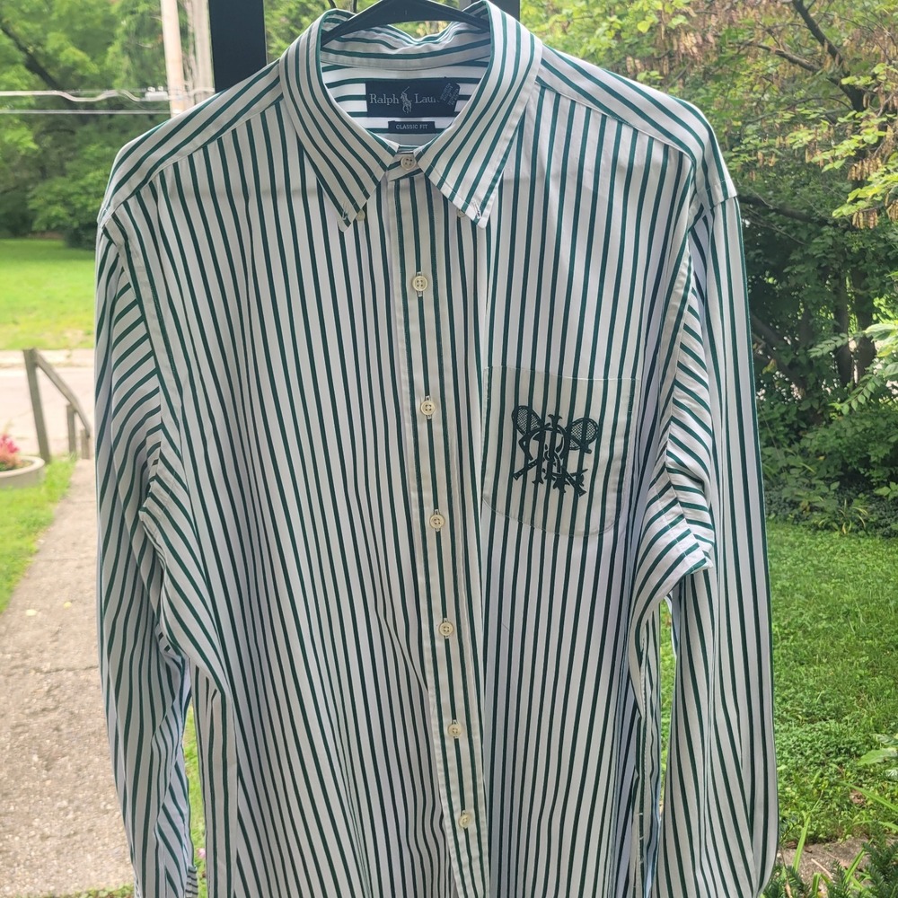 Polo Ralph Lauren Men's White With Green Stripes XLarge